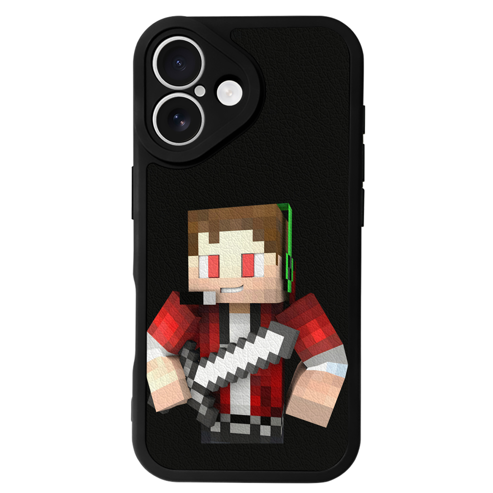 （画像用） マインクラフト ブロックの世界 Minecraft MC Block world 【iPhone 16シリーズ対応】シリコンスマホケース（レザー調） 材質：シリコン